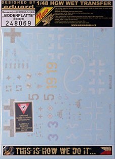 HGW 248069 Decals Bf 109G-14 (AS) 'BODENPLATTE' (EDU) 1/48