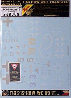 HGW 248069 Decals Bf 109G-14 (AS) 'BODENPLATTE' (EDU) 1/48