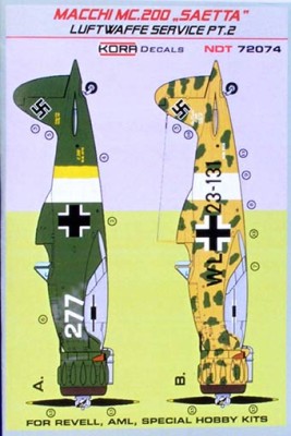 Kora Model NDT72074 MC.200 SAETTA Luftwaffe Service Pt.2 декали декали 1/72
