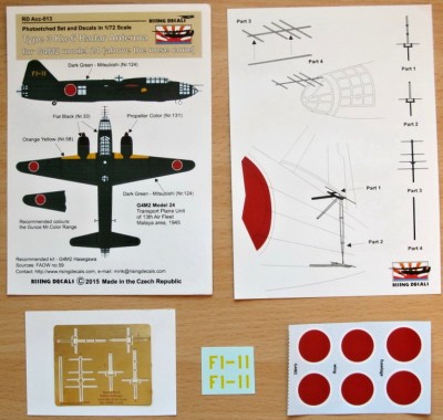 Rising Decals ACC013 Radar Antenna Ku-6 for G4M2 &amp; decal 'F1-11' 1/72