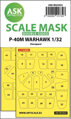Art Scale 200-M32023 Curtiss P-40M Warhawk canopy frame paint masks (inside &amp; outside) 1/32