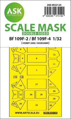 Art Scale 200-M32124 Messerschmitt Bf-109F-2 / Messerschmitt Bf-109F-4 canopy frame paint masks (inside &amp; outside) 1/32