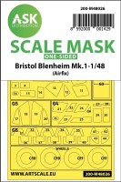 Art Scale 200-M48026 Bristol Blenheim Mk.I wheels and canopy frame paint masks (outside only) 1/48
