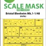 Art Scale 200-M48026 Bristol Blenheim Mk.I wheels and canopy frame paint masks (outside only) 1/48
