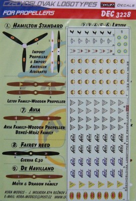 Kora Model DEC3228 Czechoslovak logotypes for propellers декали 1/32