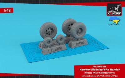 Armory ARAW48416 BAe Harrier GR.7GR.1/GR.3/FRS.1/McDonnell-Do uglas AV-8A wheels with weighted tyres 1/48