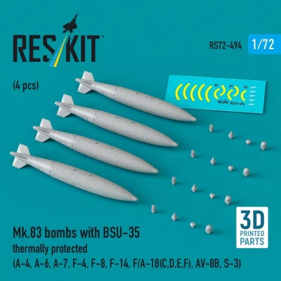 Reskit 72494 Mk.83 bombs w/ BSU-35 thermally prot. (4 pcs) 1/72