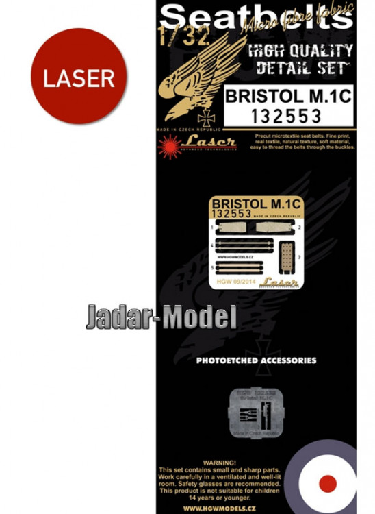 HGW 132553 Bristol M.1C - Seatbelts (Special Hobby) 1/32