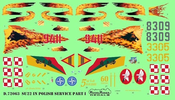 Model Maker Decals D72063 Sukhoi Su-22 in Polish service part. I 1/72