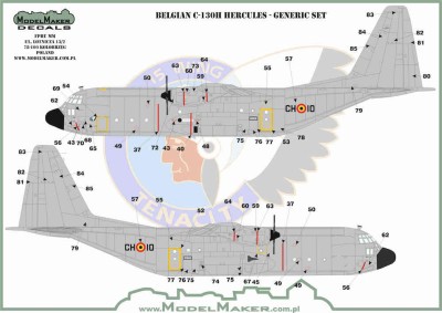 Model Maker Decals D72189 Belgian Lockheed C-130H Hercules stencilling - Generic set 1/72