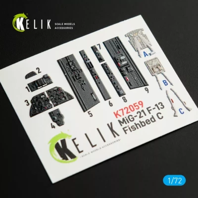 Reskit K72059 MiG-21 F-13 interior 3D decals (REV) 1/72