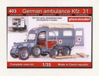 Plus model 403 1/35 German ambulance Kfz. 31 (incl.PE&amp;decals)