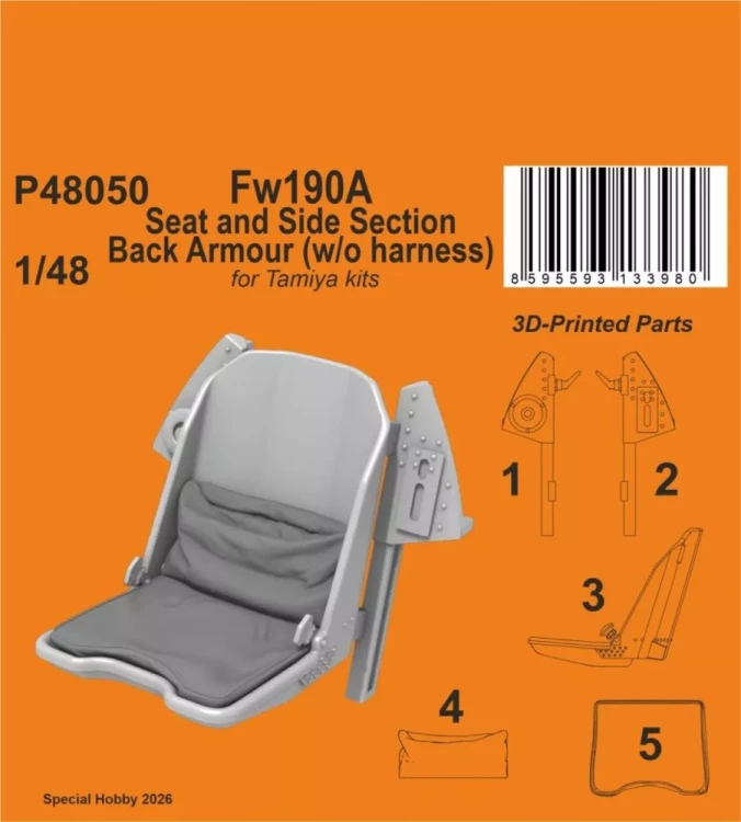 CMK P48050 Fw 190A Seat&Section Armour w/o harness (TAM) 1/48
