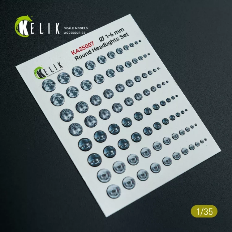Reskit KA35007 Round Headlights Set 1-6 mm - 3D Decal 1/35