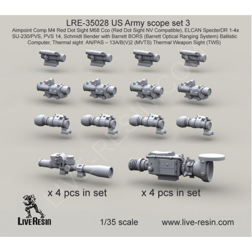 LiveResin LRE35028 US Army scope set 3 1/35