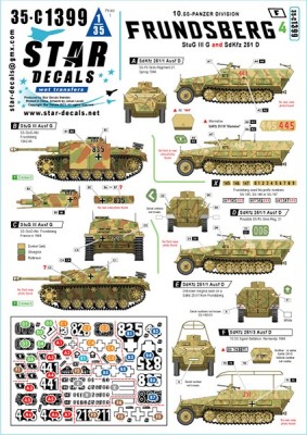 Star Decals 35-C1399 Frundsberg # 4.10. SS-Panzer Division.Sturmgeschutz/StuG.III Ausf.G and Sd.Kfz.251/1 Ausf.D, Sd.Kfz.251/3 Ausf.D, Sd.Kfz.251/9 Ausf.D 1/35
