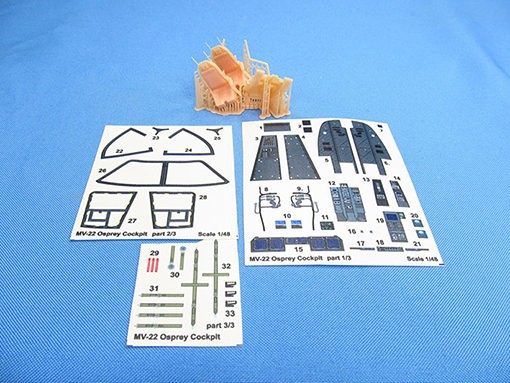 Metallic Details MDR48237 Bell-Boeing MV-22 Osprey interior 3d-printed seats and 3d-printed decals for interior details  1/48