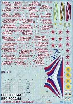 Begemot Decals 144-001 Туполев Ту-160 1/144