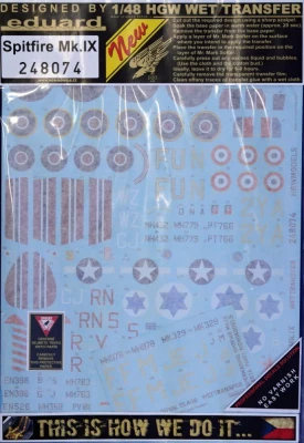 HGW 248074 Decals Spitfire Mk.IX (14x camo) 1/48