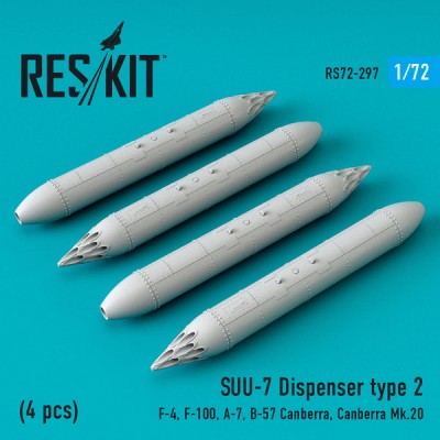 Reskit RS72-0297 SUU-7 Dispenser type 2 (4 pcs) (F-4, F-100, A-7, B-57 Canberra, Canberra Mk.20) 1/72
