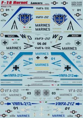 Print Scale 72-053 F-18 Hornet Part 3 Lancers The complete set 1,5 leaf 1/72