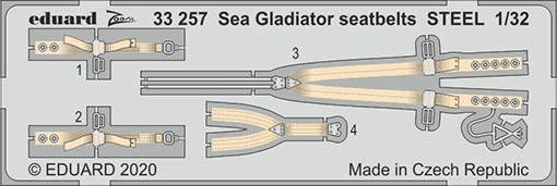 Eduard 33257 1/32 Sea Gladiator seatbelts STEEL (ICM)