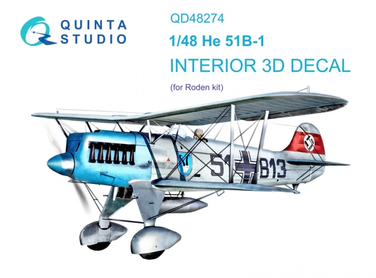 Quinta studio QD48274 He 51B (Roden) 3D Декаль интерьера кабины 1/48
