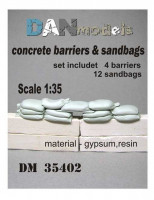 Dan Models 35402 Бетонные заграждения.и мешки. набор для блокпоста В наборе 4шт неокрашенных бетонных заграждения.+12 мешков(вес180 грамм) 1/35