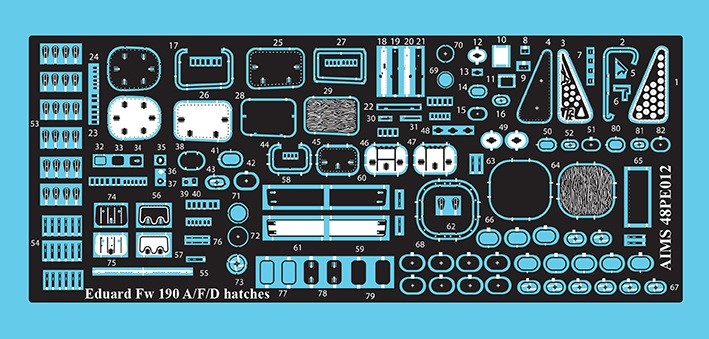Aims AIMPE48012 Focke-Wulf Fw-190 hatches and latches for Eduard Fw-190A-6/Fw-190A-7/Fw-190A-8 and Fw-190D-9 1/48