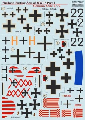 Print Scale 72-227 Balloon-Busting Aces of WW I&quot; Part 1 - Germany 1/72