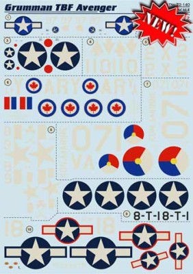Print Scale 72-140 Grumman TBF Avenger Wet decal 1/72
