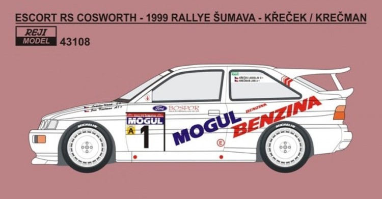 Reji Model 43108 Ford Escort RS Cosworth Rallye ?umava 1999 1/43