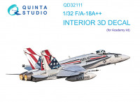 Quinta studio QD32111 F/A-18A++ (Academy) 3D Декаль интерьера кабины 1/32