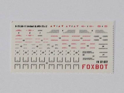 Foxbot Decals FBOT32022 Stencils for Missile R-73 (AA-11 Archer) &amp; APU-73 1/32