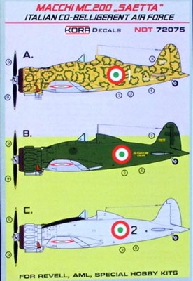 Kora Model NDT72075 MC.200 SAETTA Ital.Co-Belligerent AF декали декали 1/72