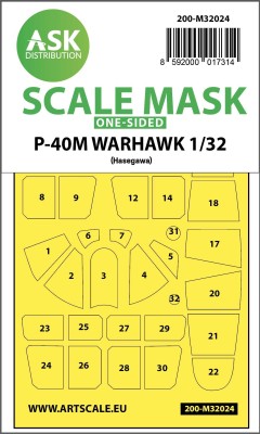 Art Scale 200-M32024 Curtiss P-40M Warhawk canopy frame paint masks (outside only) express masks 1/32