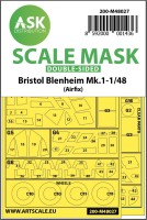 Art Scale 200-M48027 Bristol Blenheim Mk.I wheels and canopy frame paint masks (inside and outside) 1/48