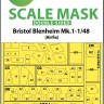 Art Scale 200-M48027 Bristol Blenheim Mk.I wheels and canopy frame paint masks (inside and outside) 1/48