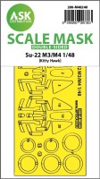 Art Scale 200-M48240 Sukhoi Su-22M3/M4 wheels and canopy frame paint mask (inside and outside) 1/48