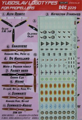 Kora Model DEC3229 Yugoslavian logotypes for propellers декали 1/32