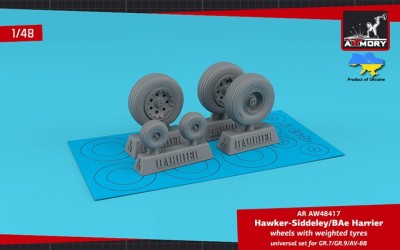 Armory ARAW48417 BAe Harrier GR.7/GR.9/ McDonnell-Douglas AV-8B Harrier wheels with weighted tyres 1/48