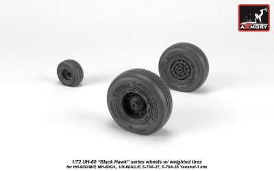 Armory ARAW72334 Sikorsky UH-60 Black Hawk wheels with weighted tires/tyres, for HH-60G/M/P, MH-60G/L, UH-60A/L/P, S-70A-27, S-70A-55 Yanshuf-3 kits 1/72