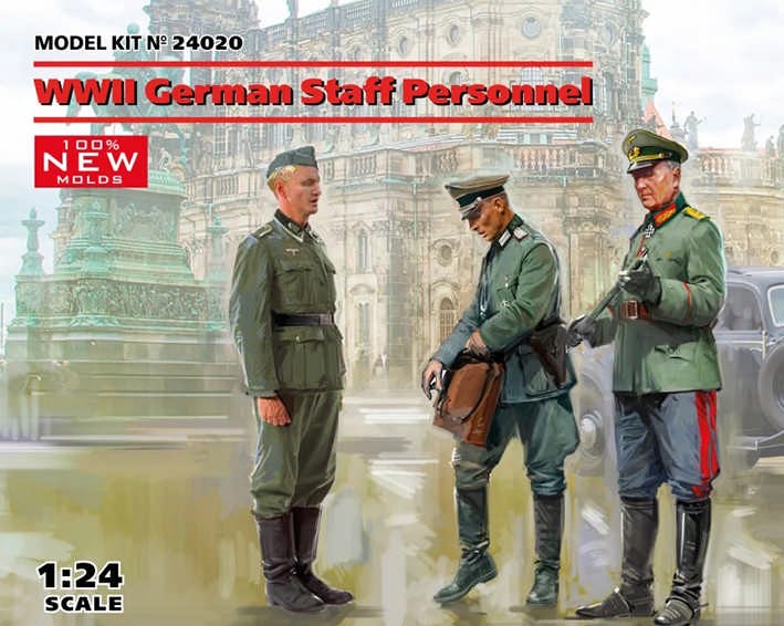 Icm 24020 German Staff Personnel WWII (3 fig.) 1/24