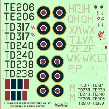 Model Maker Decals D72066 СSupermarine Spitfire Mk.XVI Bubbletop in Polish service 1/72