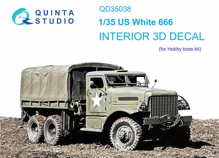 Quinta studio QD35038 US White 666 (Hobby Boss) 3D Декаль интерьера кабины 1/35