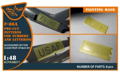 Clear Prop CLPA48071 F-86A numbers &amp; lettering mask (CL.PROP) 1/48