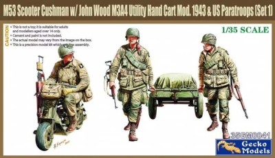 Gecko Models 35GM0041 M53 Scooter Cushman w-John Wood M3A4 Utility Hand Cart 1/35