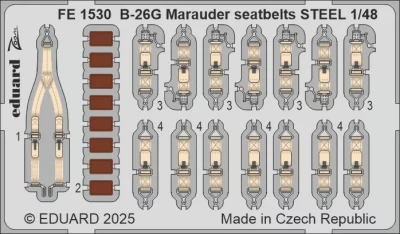 Eduard FE1530 B-26G Marauder seatbelts STEEL (ICM) 1/48