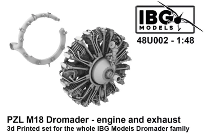 IBG U4802 PZL M18 Dromader - Engine &amp; Exhaust (IBG) 1/48