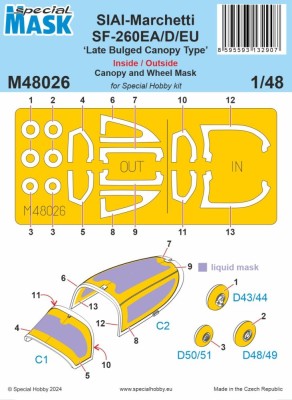 Special Hobby SM48026 Mask SF-260EA/D/EU Late Bulged Canopy (SP.H.) 1/48